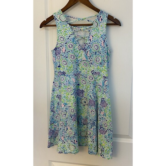 Lilly Pulitzer Girls Dress Size 16 Caprice Blue Ibiza Open Water Turtle Seashell - Picture 3 of 9